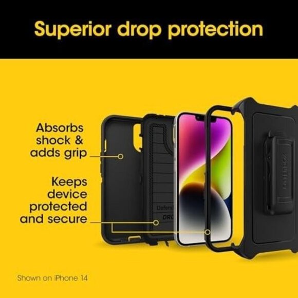 OtterBox iPhone 15 Pro MAX (Only) Defender Series Pro Case - Black, Screenless, - Picture 7 of 10